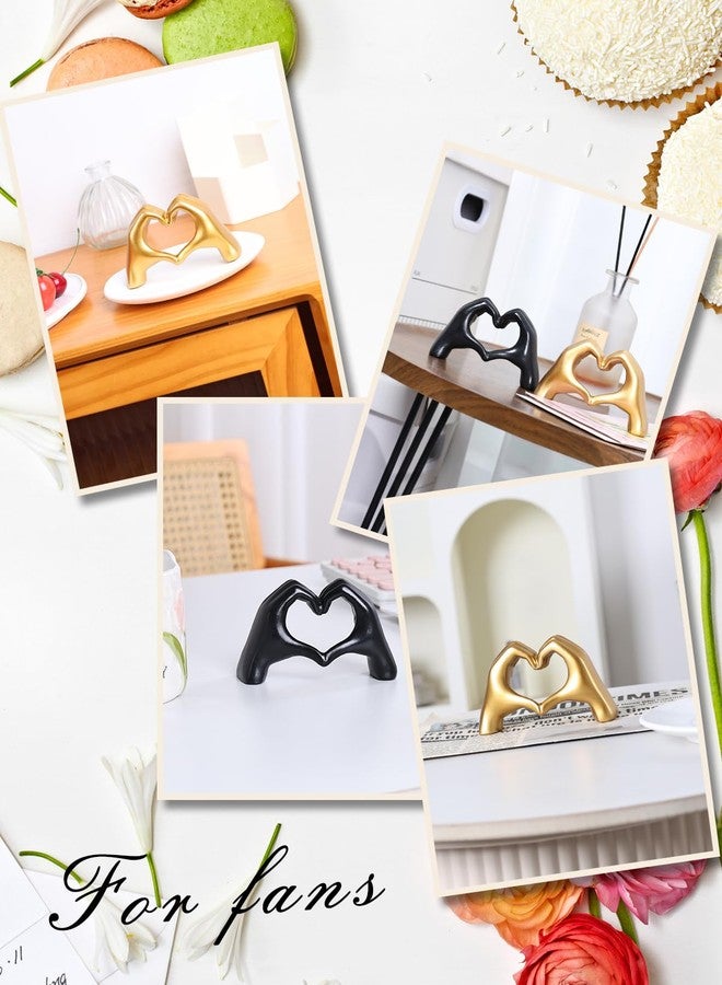 Joogour Heart Hands Sculpture-Gold Shelf Decor for Living Room, Love Finger Statue Modern Aesthetic Unique Accent Decor Bedroom Knick Knacks -Gifts for Wedding Christmas Birthday(Gold) - Image 3